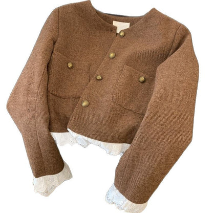 Damen Kurzjacke Spitzenakzent Elegant Eveloria