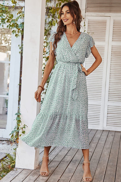 Damen Maxikleid V-Ausschnitt Schwingrock Eveloria