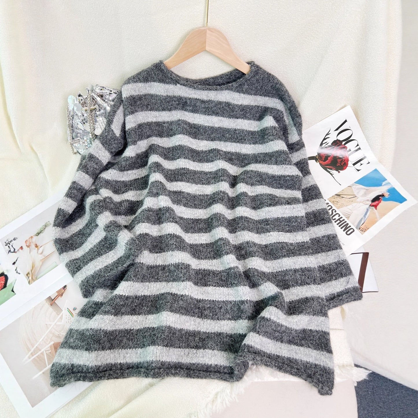 Damen Streifenpullover Modisch aus Baumwolle