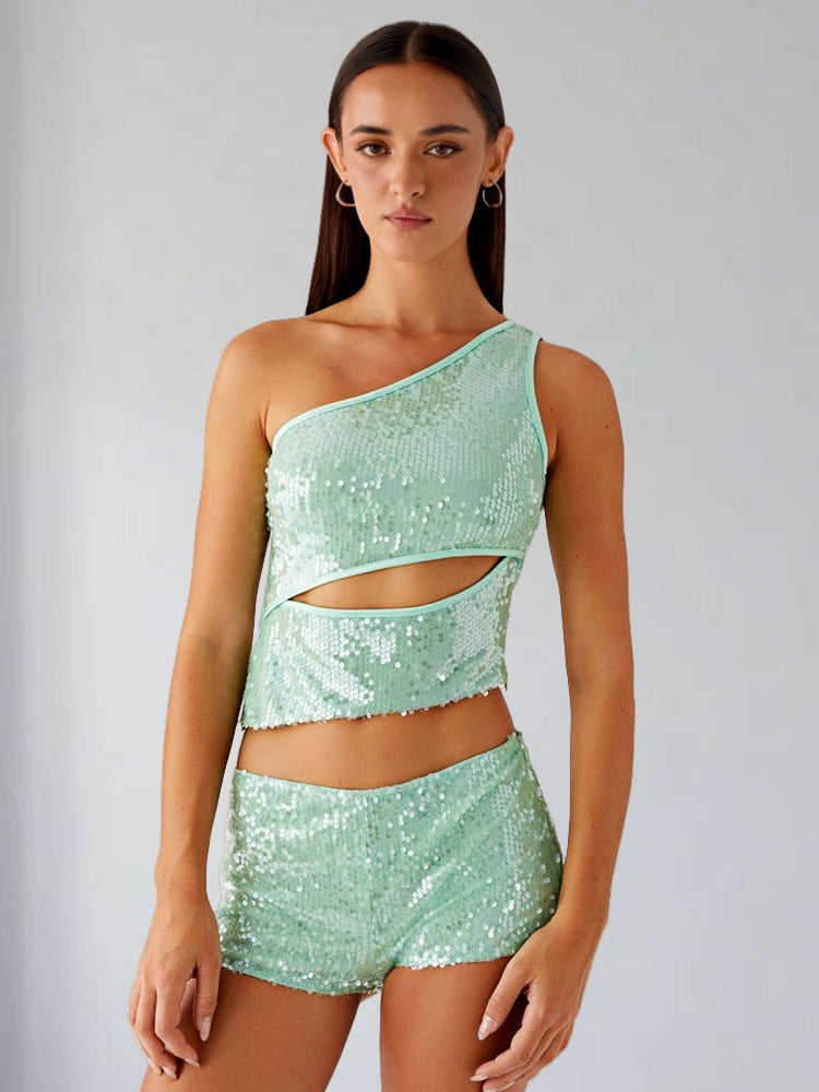 Damen Glitzerndes und Shorts Set Eveloria