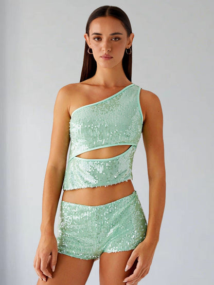 Damen Glitzerndes und Shorts Set Eveloria