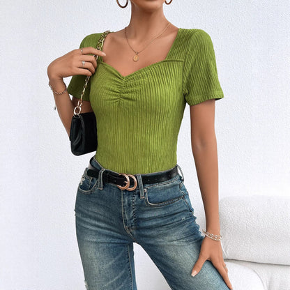 Damen Ripp- V-Ausschnitt Elegant