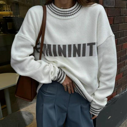 Damen Sweatpullover Lässig Streifen Bündchen Grau
