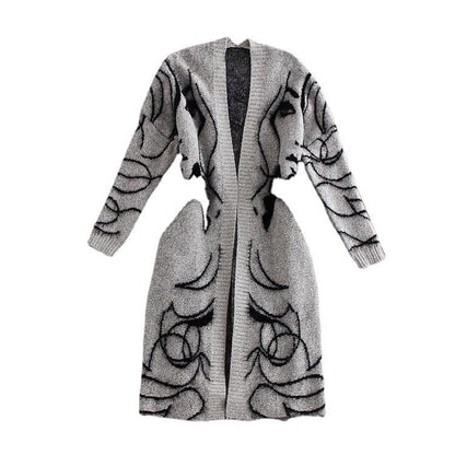 Damen Strickjacke Offen Vorne Kreatives Motiv Eveloria