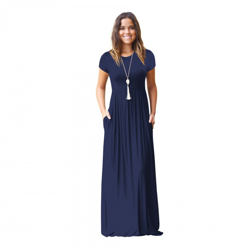 Damen Maxikleid mit Taschen Fließender Schnitt Eveloria