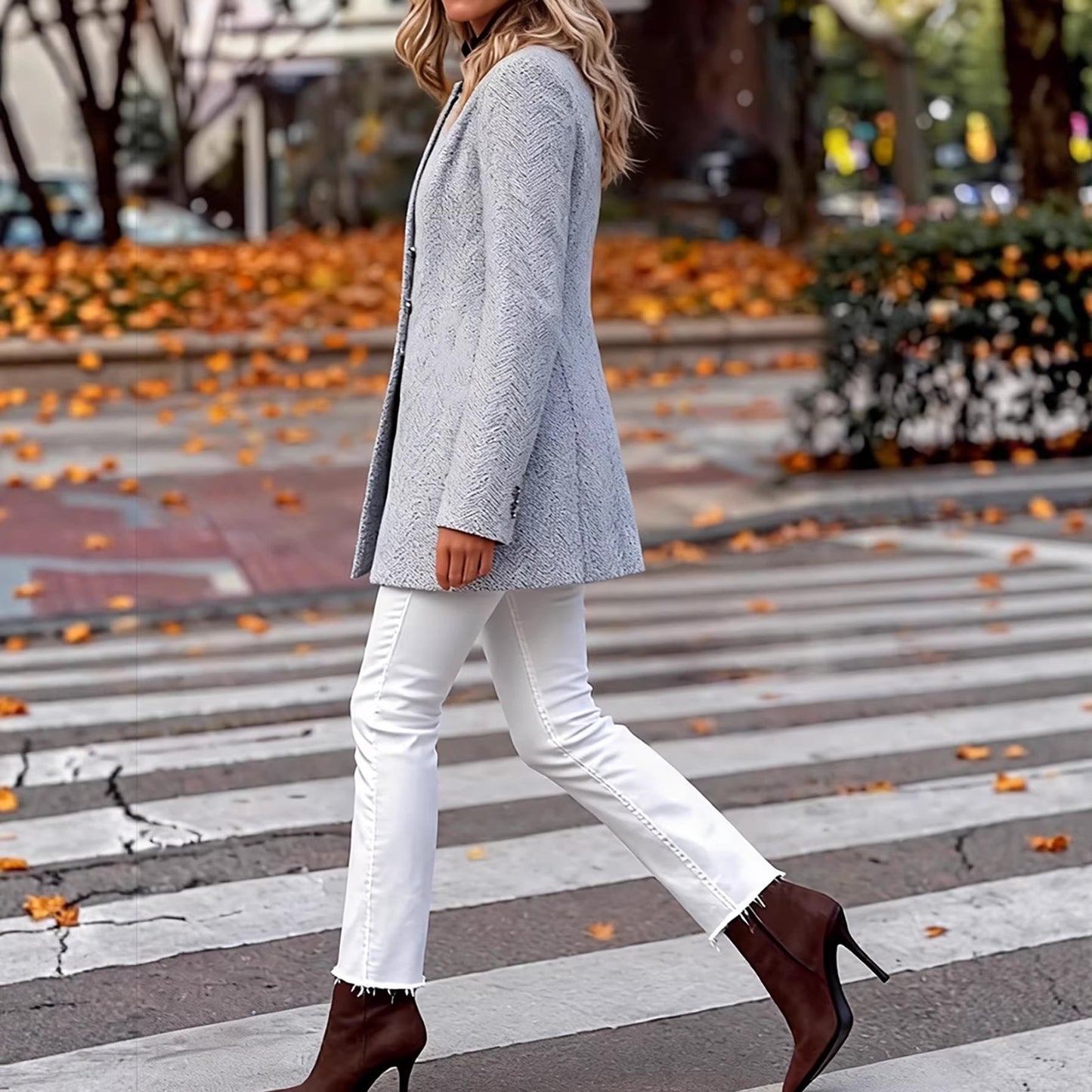 Damen Langblazer Strukturiert Elegant Eveloria