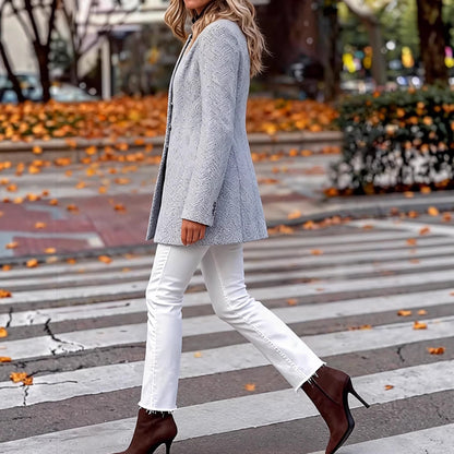 Damen Langblazer Strukturiert Elegant Eveloria