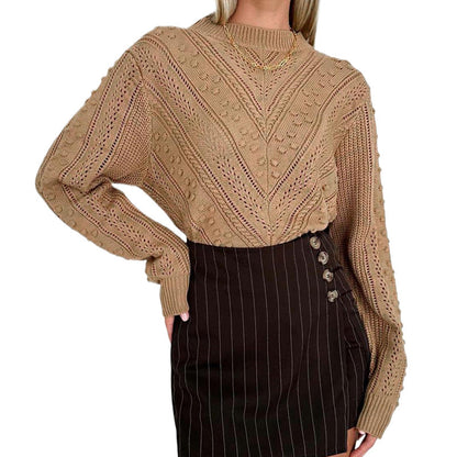 Damen Strickpullover Häkelmuster Eveloria