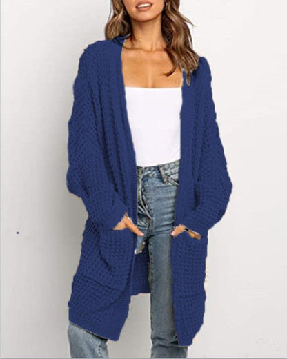 Damen Grobstrick-Cardigan mit Taschen Locker Passform Beige