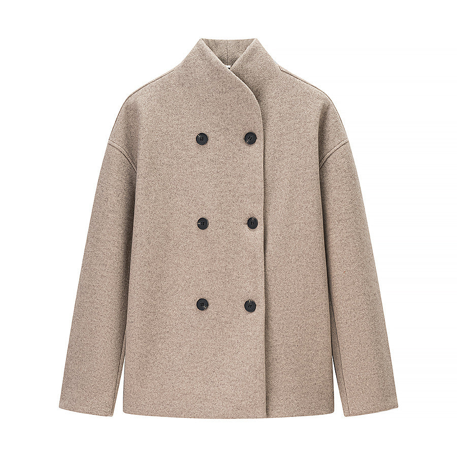 Damen Wolljacke Doppelt Geknöpft Eveloria