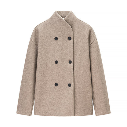 Damen Wolljacke Doppelt Geknöpft Eveloria