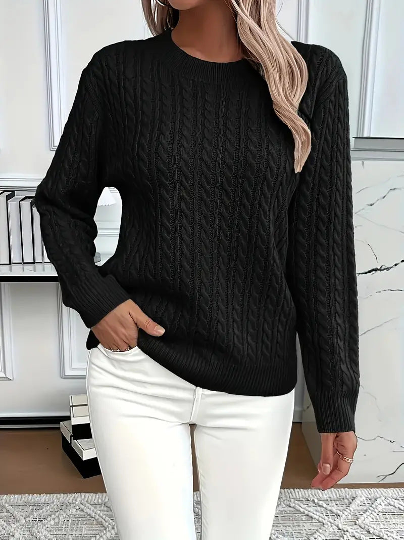 Damen Strickpullover Zopfdesign Elegantes Design