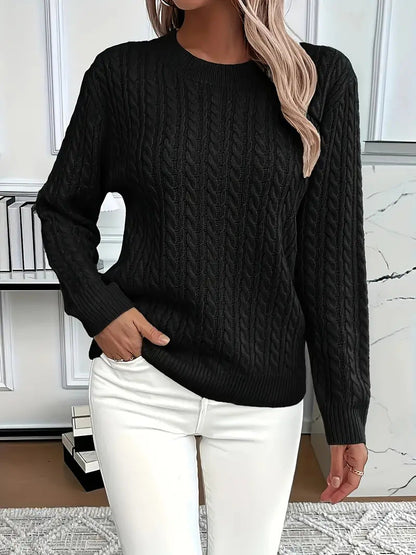 Damen Strickpullover Zopfdesign Elegantes Design