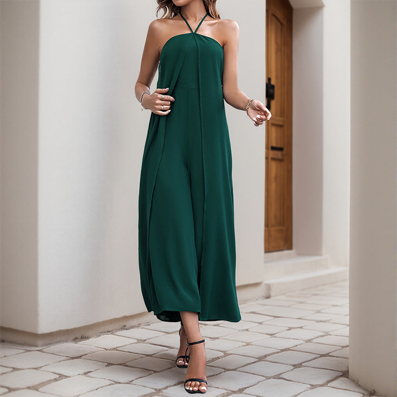 Damen Jumpsuit Trägerlos Weit Schnitt Eveloria - Eveloria