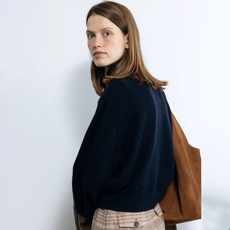 Damen Langarm-Pullover Hohler Kragen Eveloria