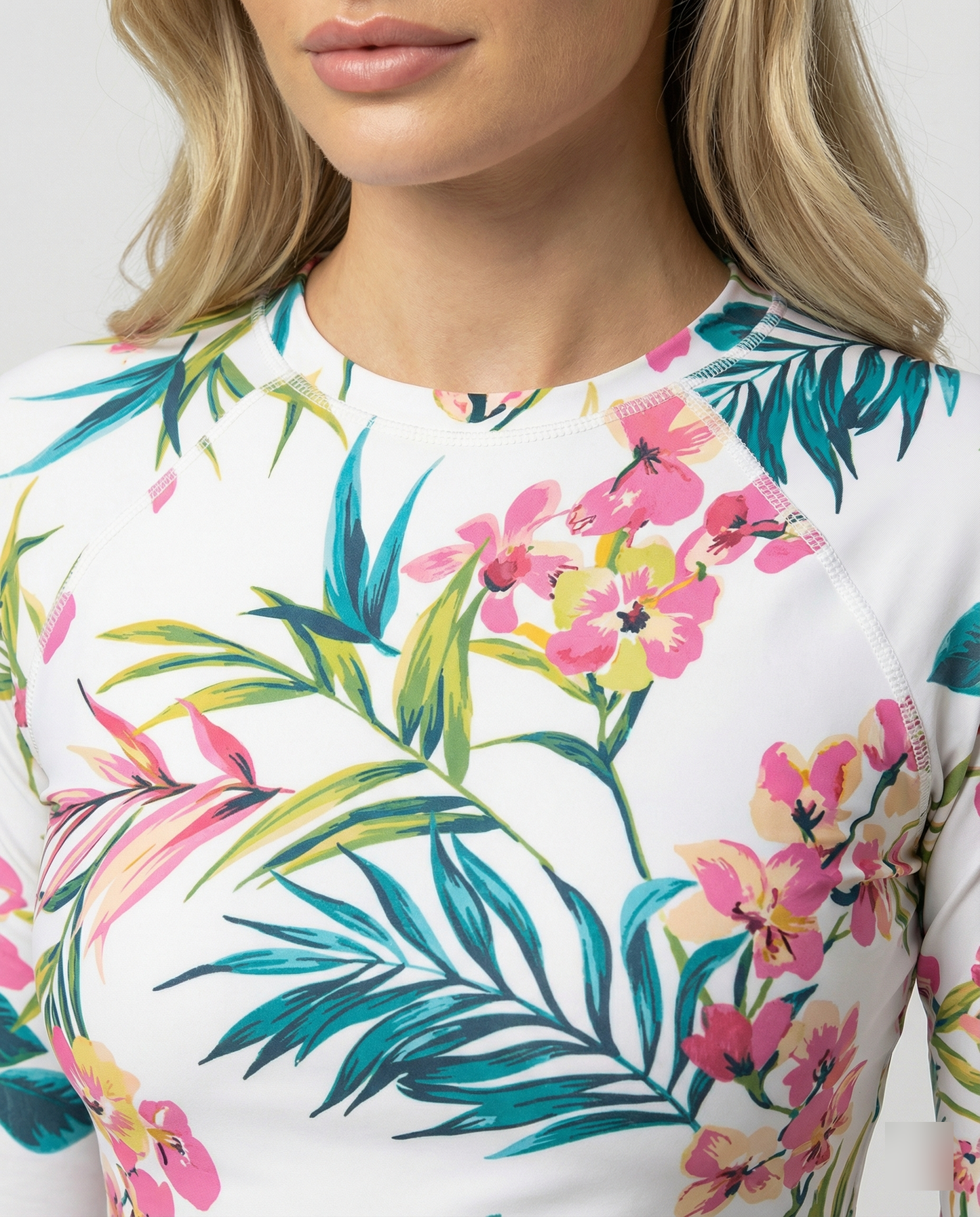 Damen Rashguard Bikini Set Langarm Florales Design