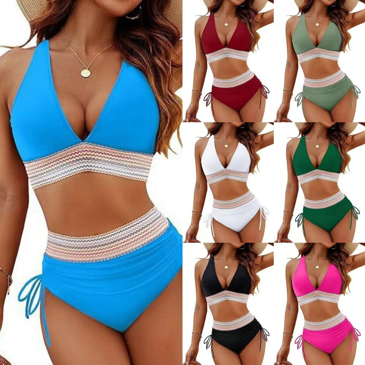 Damen Hochtaillierter Bikini mit Cut-Out und Verstellbaren Trägern - Eveloria