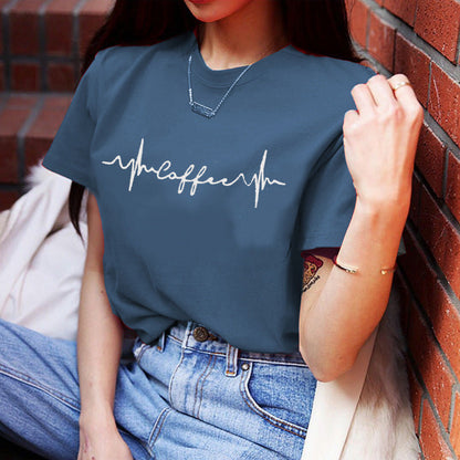 Damen T-Shirt Lässiger Schnitt Kreativer Schriftzug Weiss