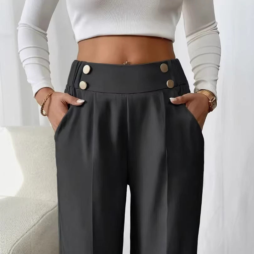 Damen Hochbundhose Elegant Weites Bein Eveloria