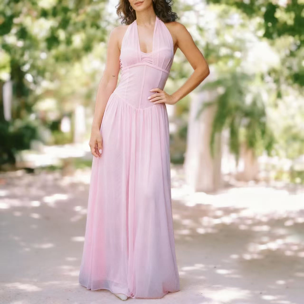 Damen Maxikleid Trägerlos Elegant Schmal