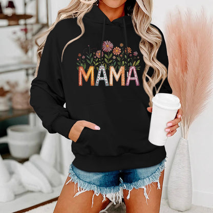 Damen Kapuzenpullover Floralmuster mit Schriftzug Eveloria - Eveloria
