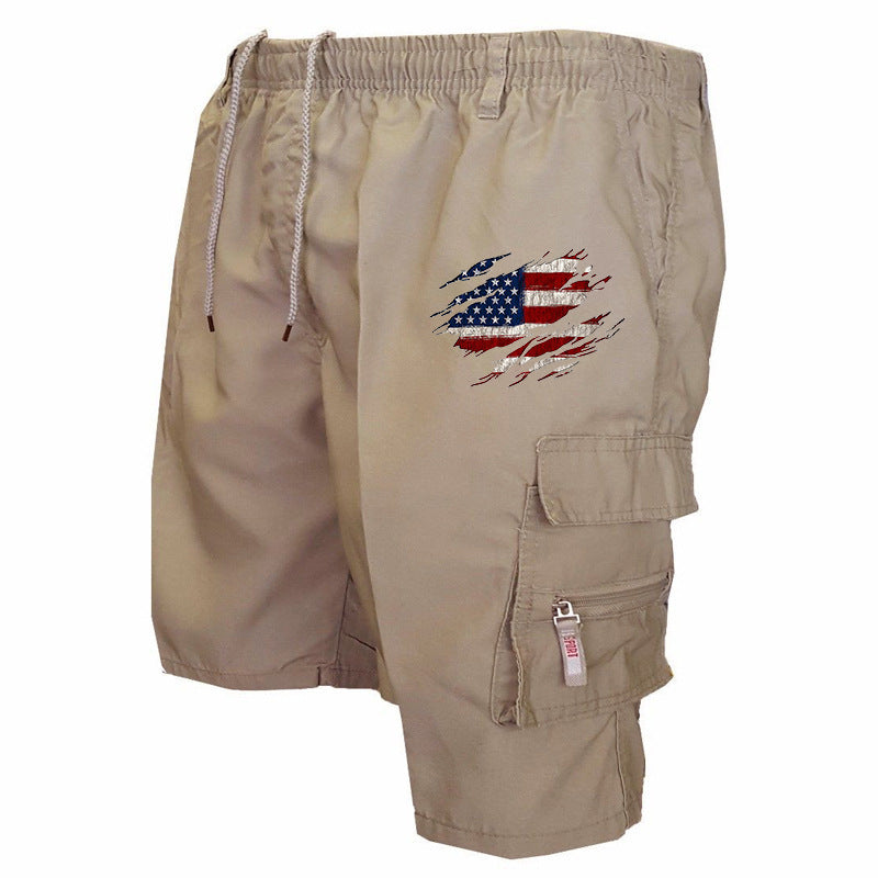 Herren Cargo-Shorts elastischer Bund mit Seitentaschen Olivgrün