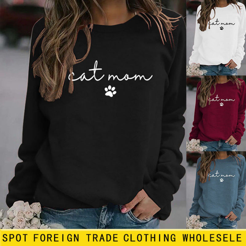 Damen Sweatshirt Katzenmama-Design Grau Eveloria