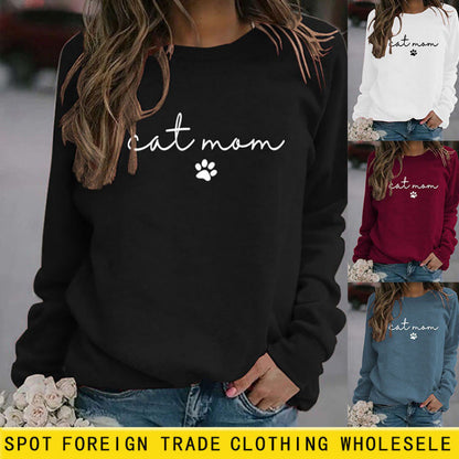 Damen Sweatshirt Katzenmama-Design Grau Eveloria