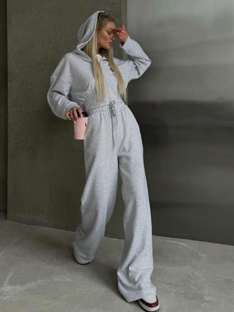 Damen Sweat- und Jogginghose-Set Hochkragen Weites Design