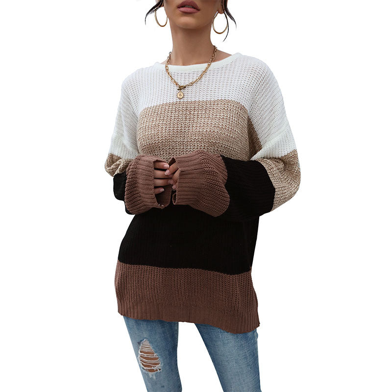 Damen Strickpullover mit Streifenmuster Eveloria