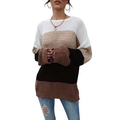 Damen Strickpullover mit Streifenmuster Eveloria