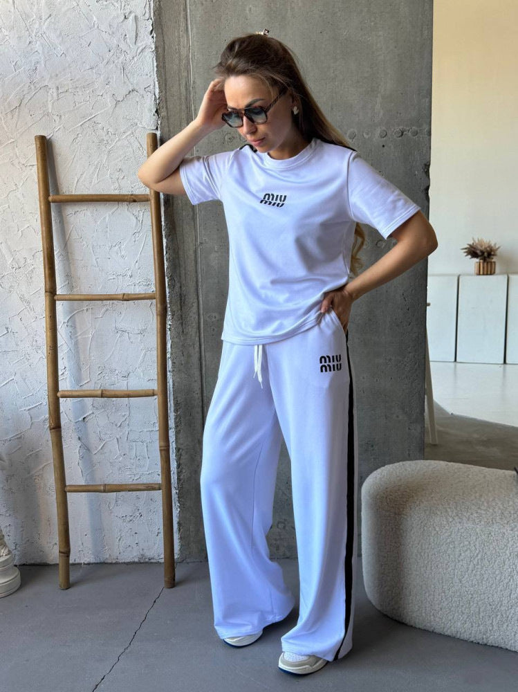 Damen Sportset T-Shirt und Hose aus Baumwolle Bequem