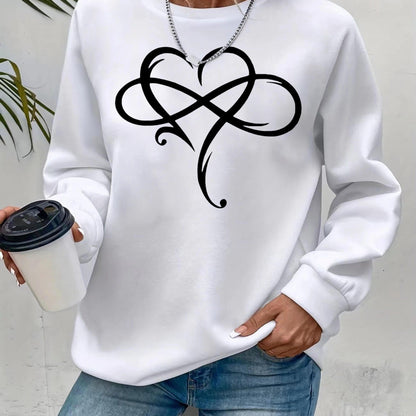 Damen Sweatshirt Herzdesign Entspannt Eveloria