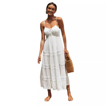 Damen Maxikleid mit Knoten und Rüschen Eveloria