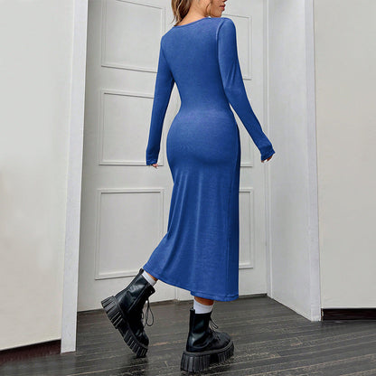 Damen Midikleid Figurbetont Schick Ausschnitt
