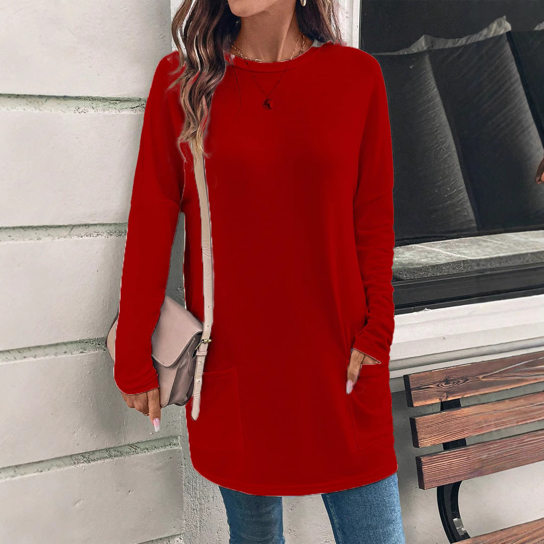 Damen Sweatshirt Relaxed Fit Baumwollmischung Rundhalsausschnitt