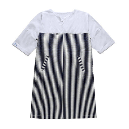 Damen Hemdkleid Gestreift Kurzärmelig