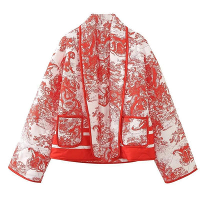 Damen Steppjacke Elegant Revers Taschen Eveloria