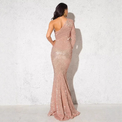 Eveloria Damen Abendkleid Glitzernd Asymmetrisch