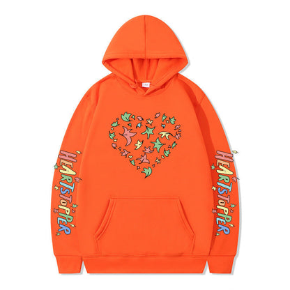 Damen Kapuzenpullover Herz- und Blattmotiv Eveloria