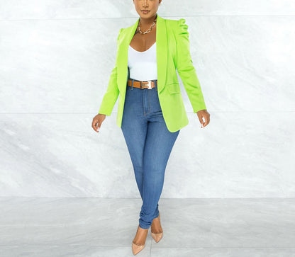 Damen Blazerjacke Puffärmel Tailliert Eveloria