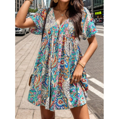 Damen Sommerkleid Floralmuster Leicht Locker Eveloria
