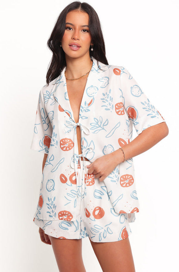 Damen Set Kurze Bluse Shorts Fruchtig Eveloria