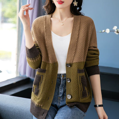 Damen Strickjacke mit Zopfmuster und Taschen