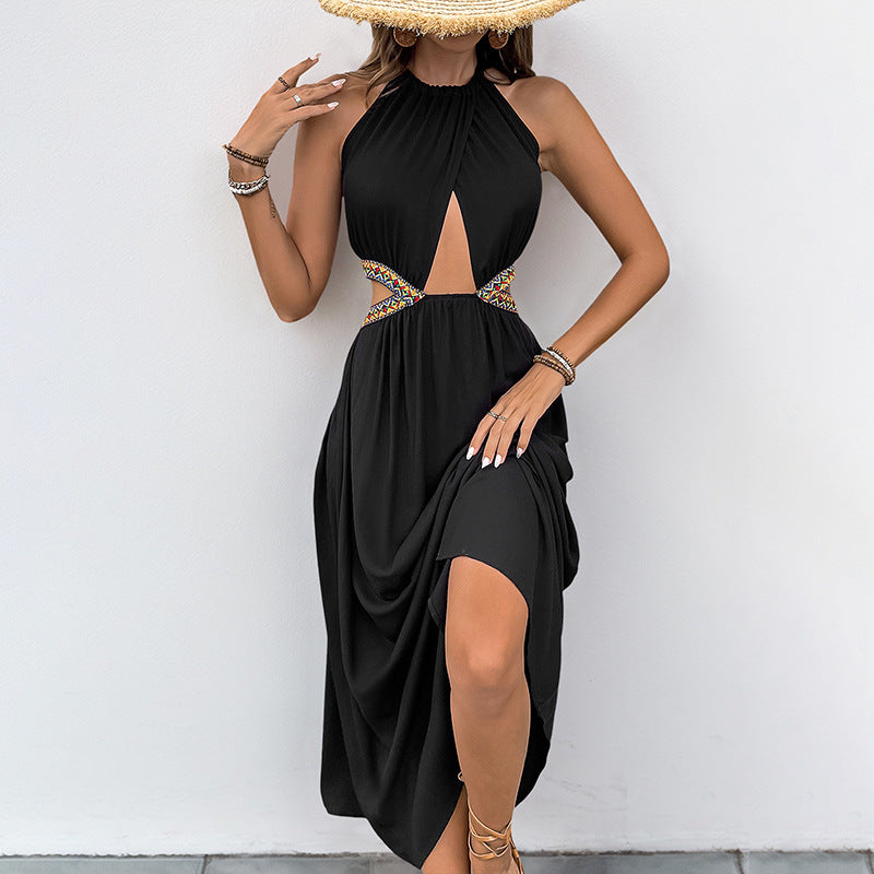 Damen Maxikleid Raffungen Cut-Out-Details Eveloria