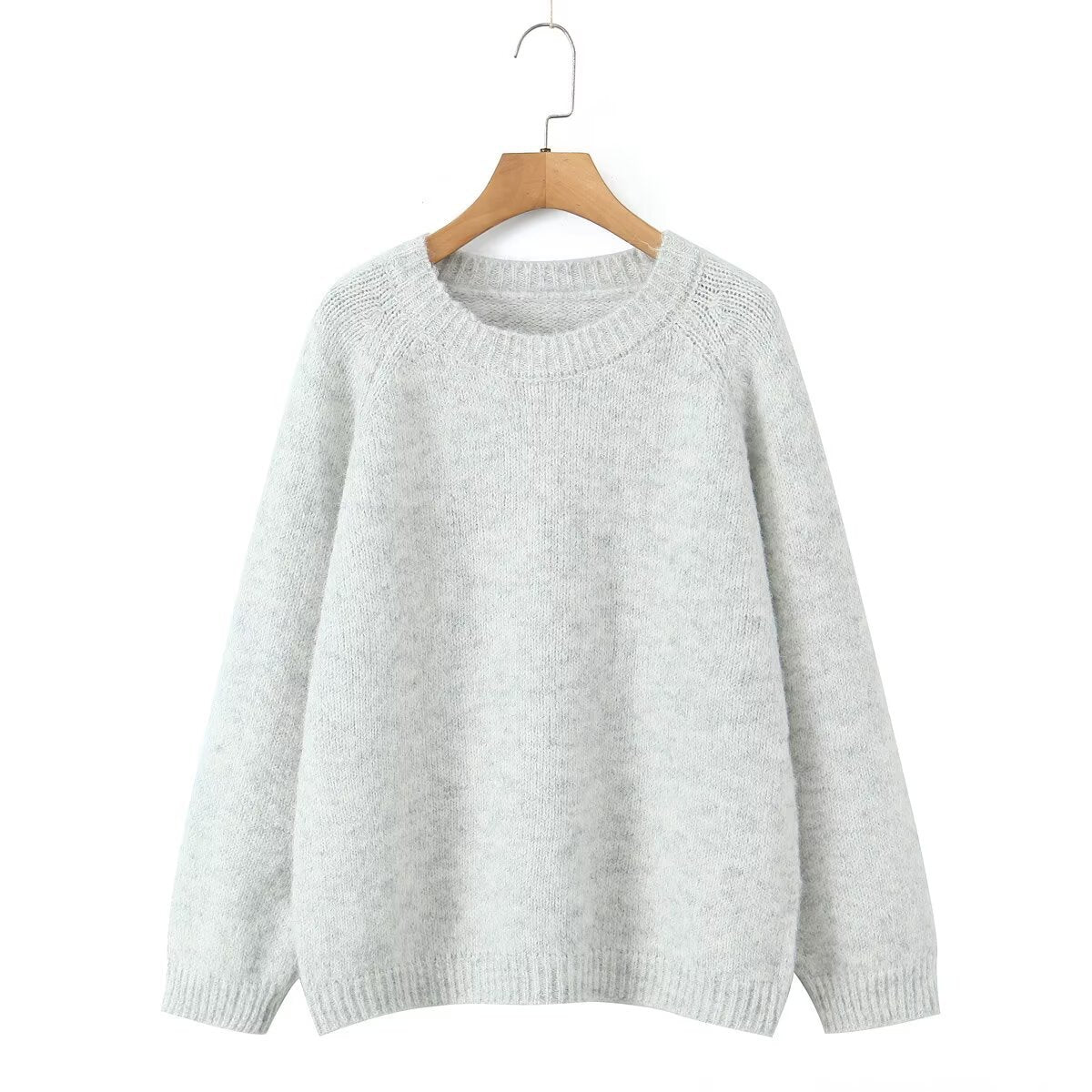Damen Strickpullover Rundhals Kuschelig Eveloria