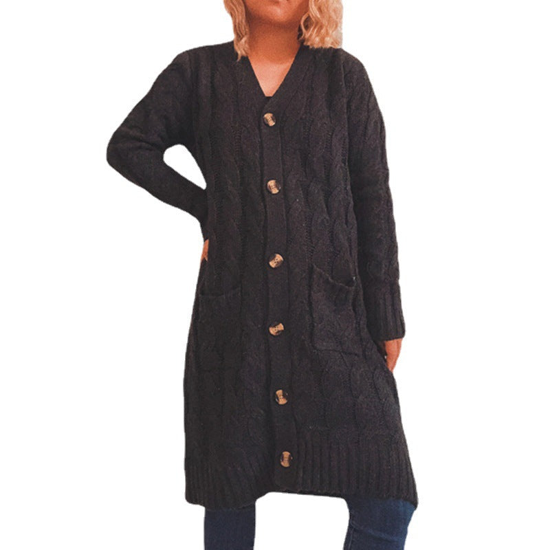 Damen Cardigan Grobstrick mit Taschen und Knöpfen Beige