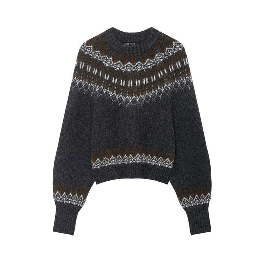 Damen Strickpullover Norwegermuster Weit Eveloria - Eveloria