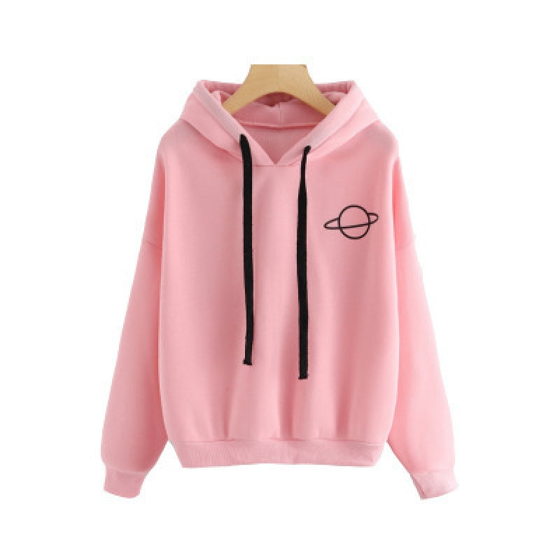 Damen Kapuzenpullover Kreatives Planetendesign Bequem