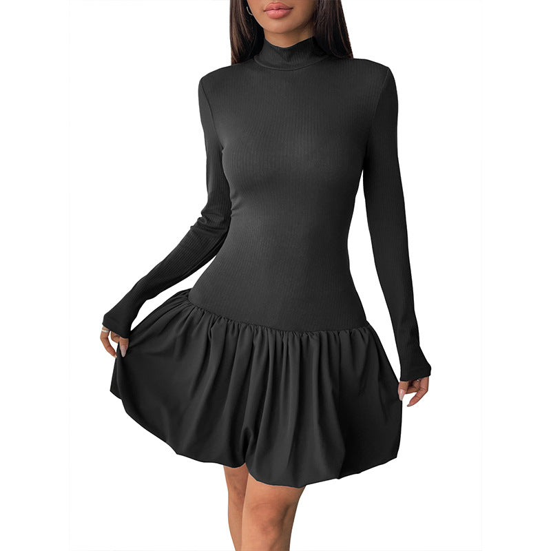 Damen Mini-Kleid Hochtailliert Rüschen Eveloria